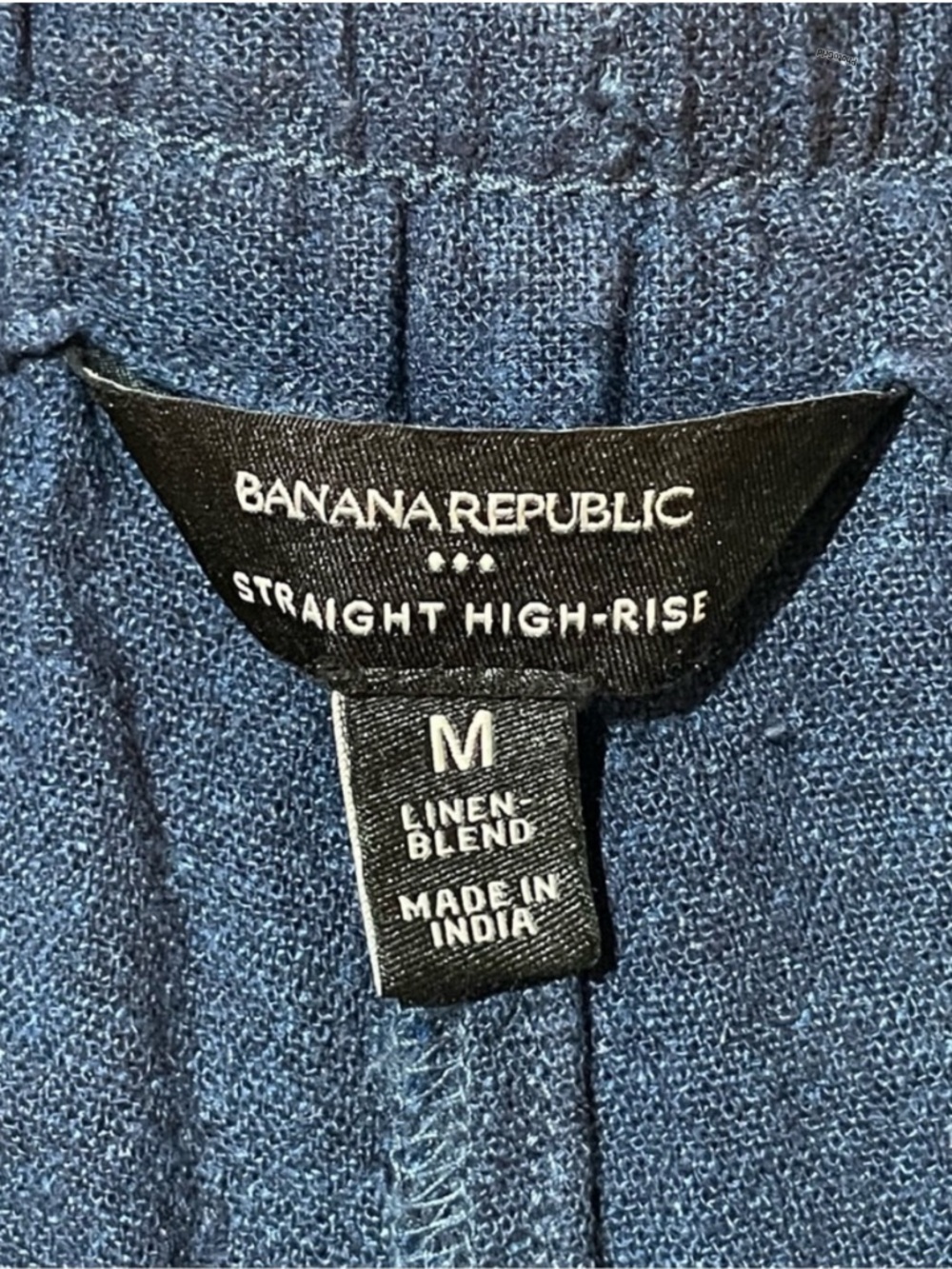 BANANA REPUBLIC High Rise Linen Blend Pull On Navy Blue Pant Medium - Picture 4 of 10